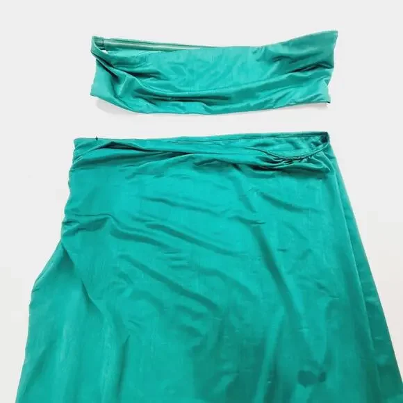Superdown Karolyna Maxi Skirt Set in Teal Large